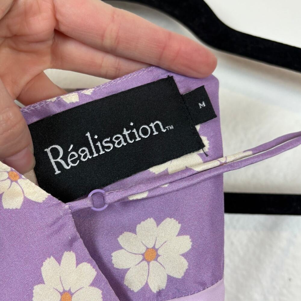 Realisation The Christy As If Boxy Retro Floral Whimsy Silk Purple Dress Medium - Picture 4 of 6